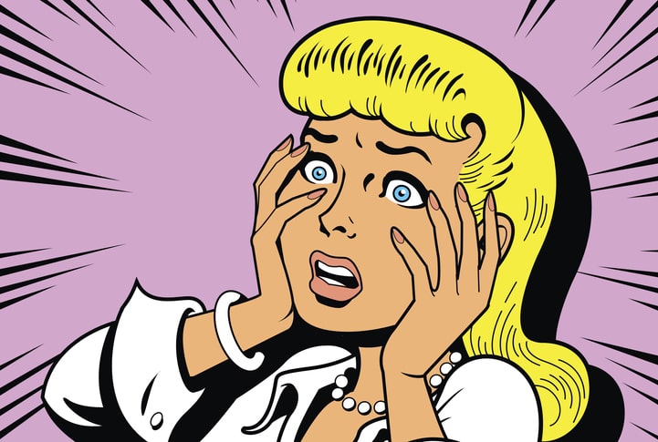 pop-art of shocked blond woman