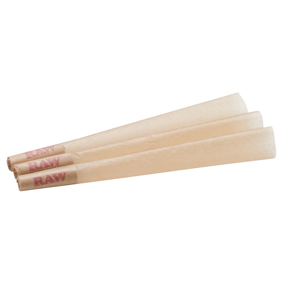 three raw pre rolled cones