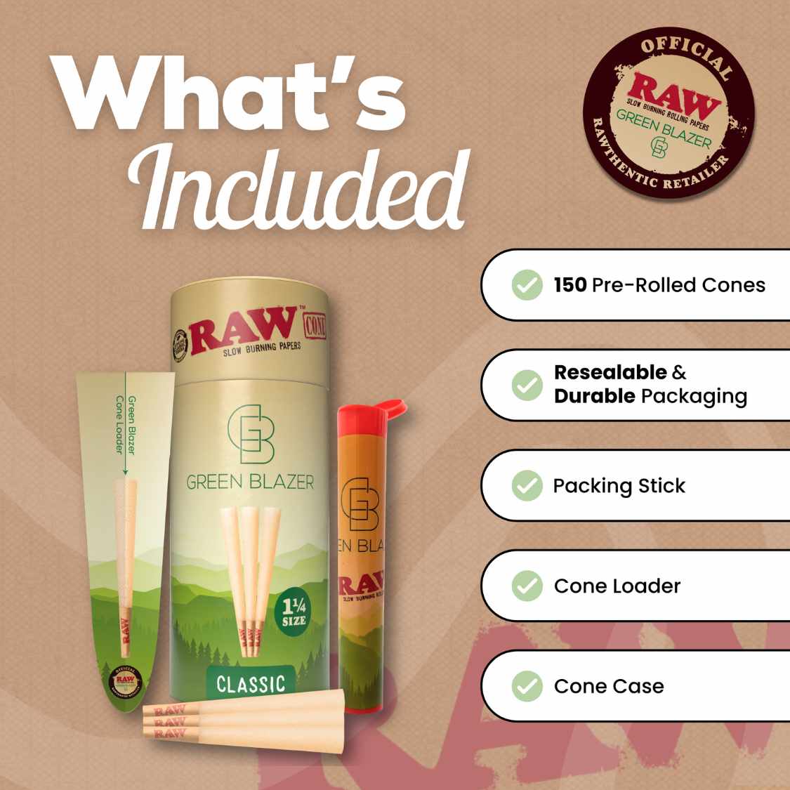 RAW Cones 1 1/4 - Green Blazer