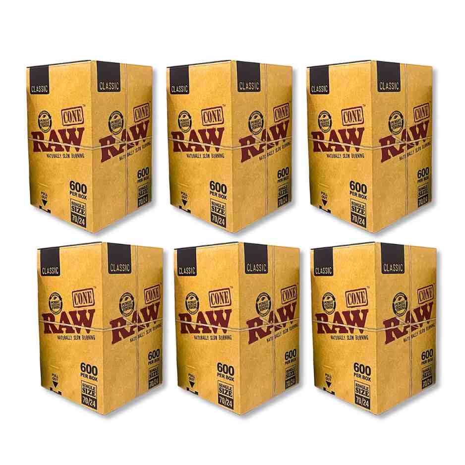 six bulk boxes of raw dogwalker 70/24 600 count pre rolls