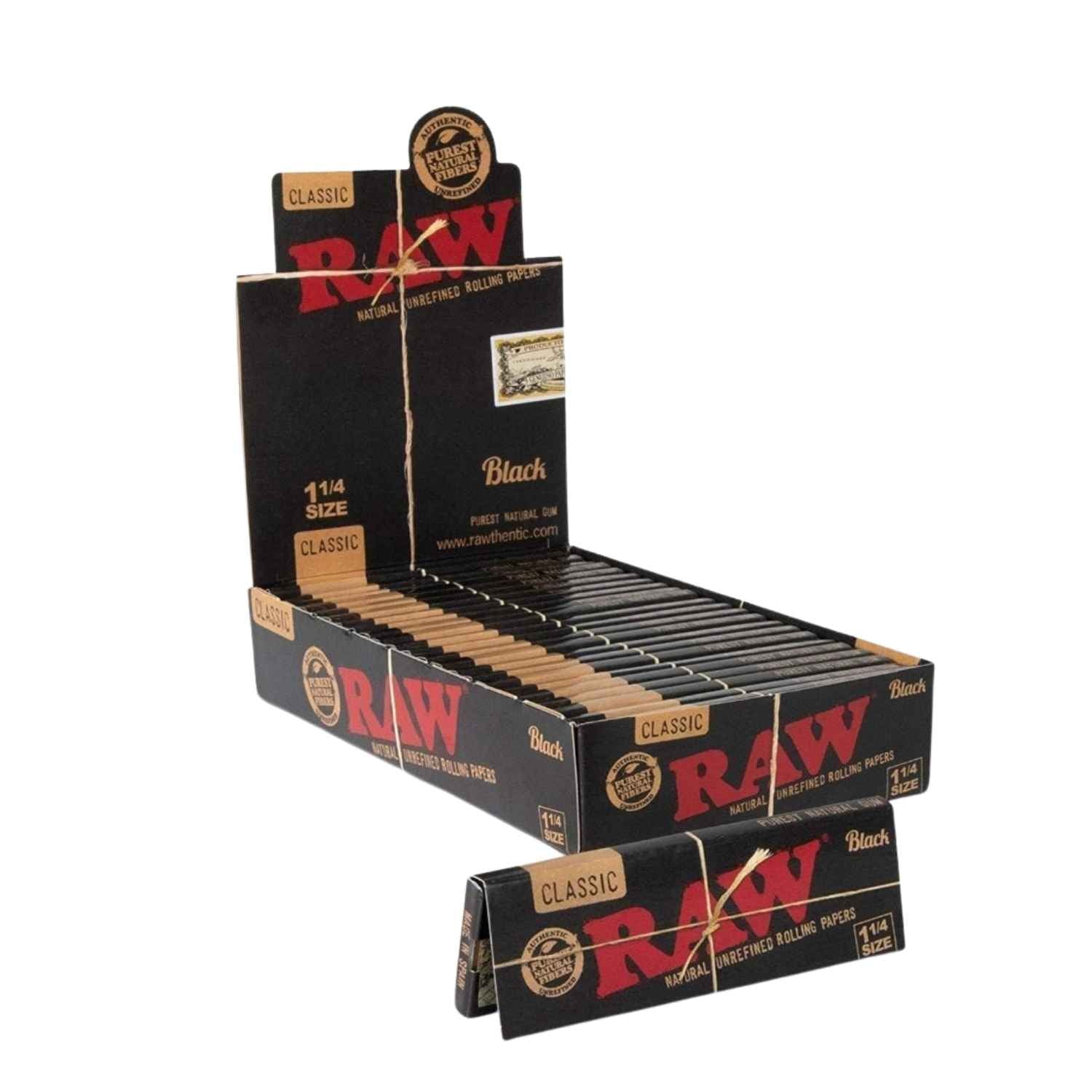 RAW Rolling Papers, Classic Black 1-1/4 Size, 79mm - Green Blazer