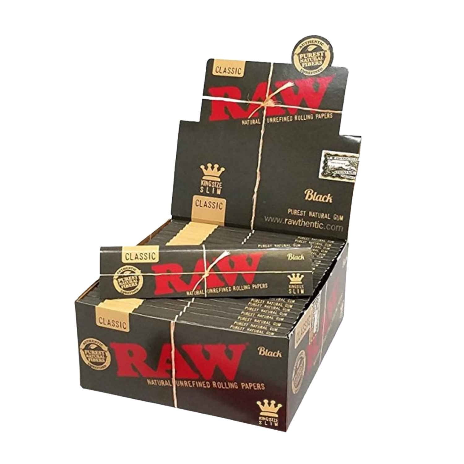 RAW Rolling Papers, Classic Black King Size Slim, 109mm - Green Blazer