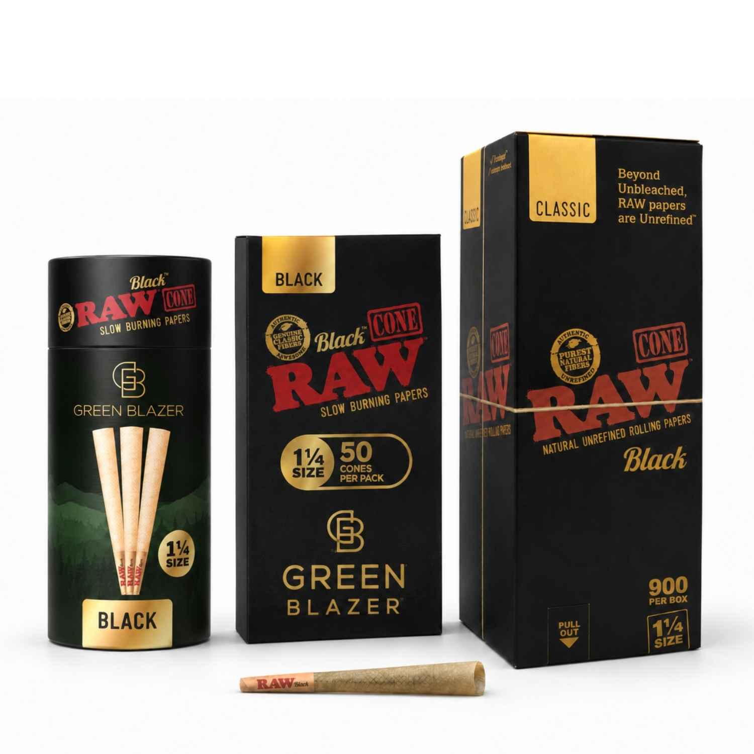 RAW Black Cones - 1 1/4