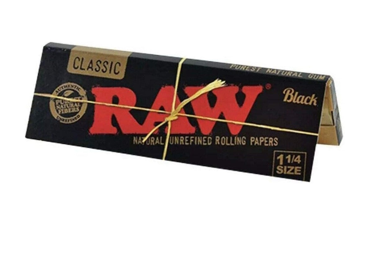 RAW Rolling Papers, Classic Black 1-1/4 Size, 79mm