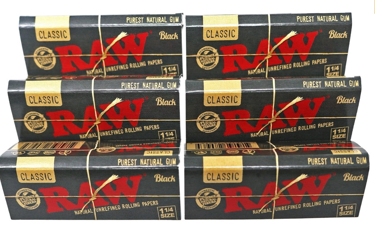 RAW Rolling Papers, Classic Black 1-1/4 Size, 79mm