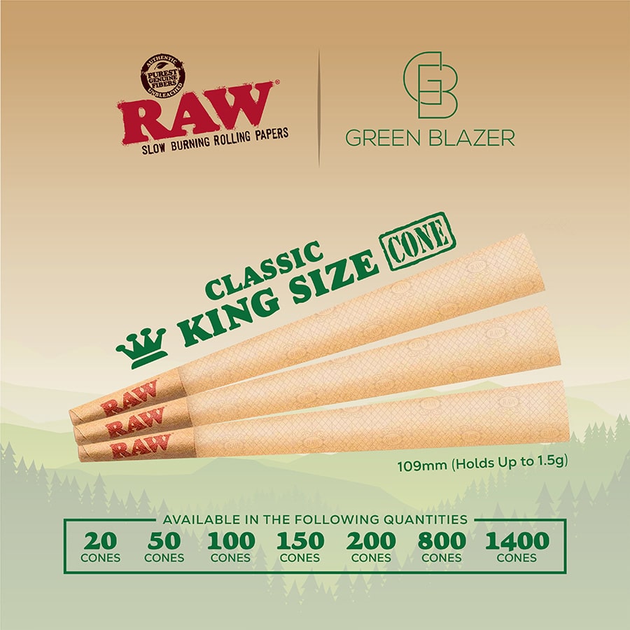  RAW Cones Classic King Size, 50 Pack