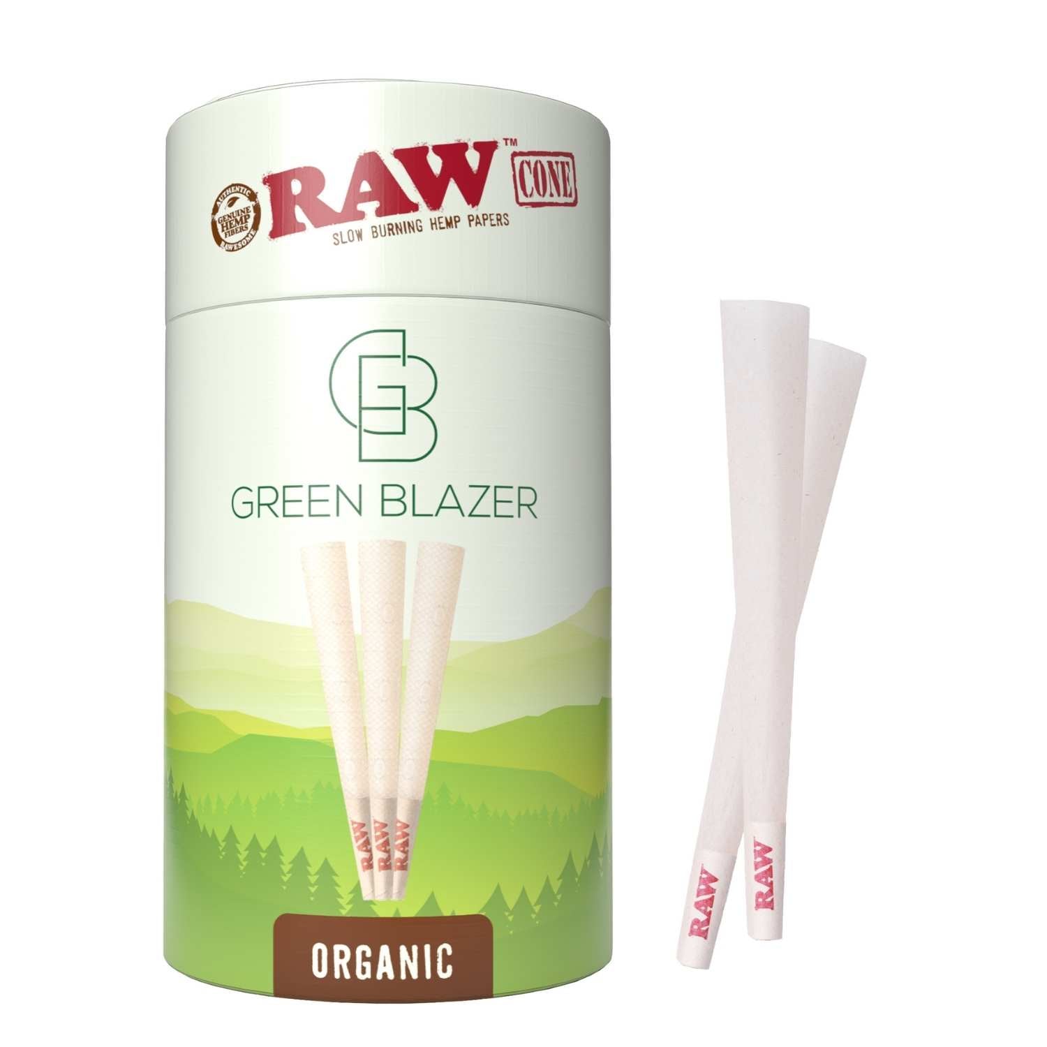 RAW Organic King Size Pre-Rolled Cones – Green Blazer