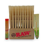 raw classic king size 200 count pre rolled cones, storage tube, and cone loader