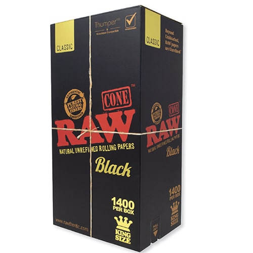 RAW BLACK Cones King Size - 1400 Box - Bulk Pre rolled Cones
