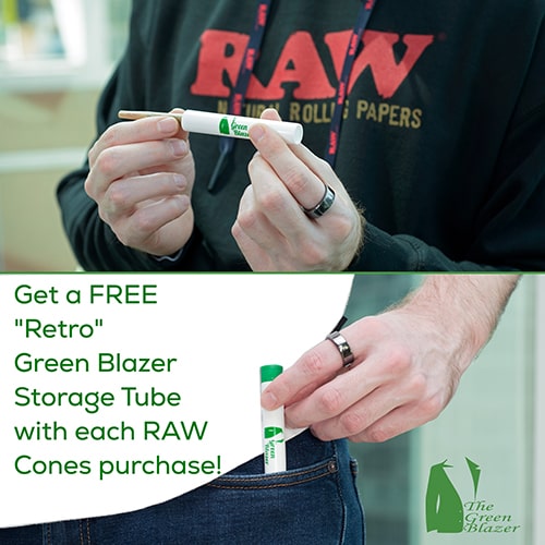 Green Blazer Storage Tube with any RAW Cones Purchase