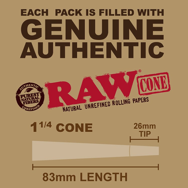 RAW Classic 1 1/4 Pre Rolled Cones - 20 Pack - Green Blazer
