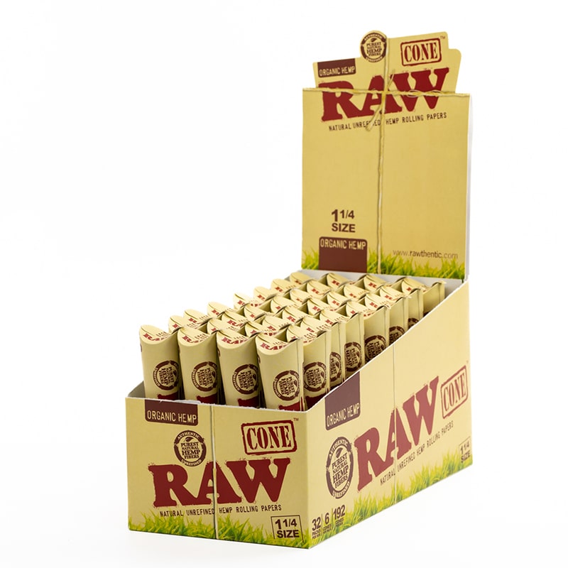 RAW Organic 1 1/4 Pre Rolled Cones - 6 Pack - Green Blazer