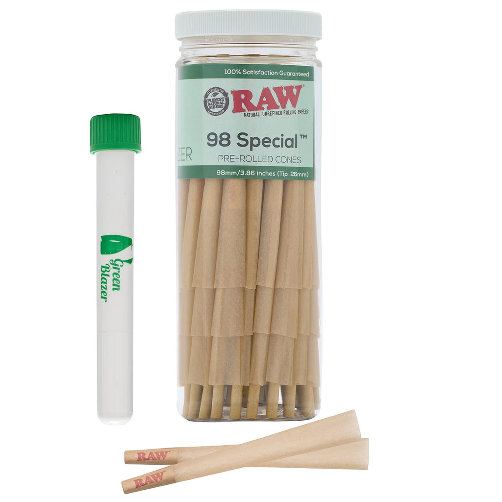 RAW Cones Classic 1 1/4 Size, 83mm, 3.3 in. long – Green Blazer