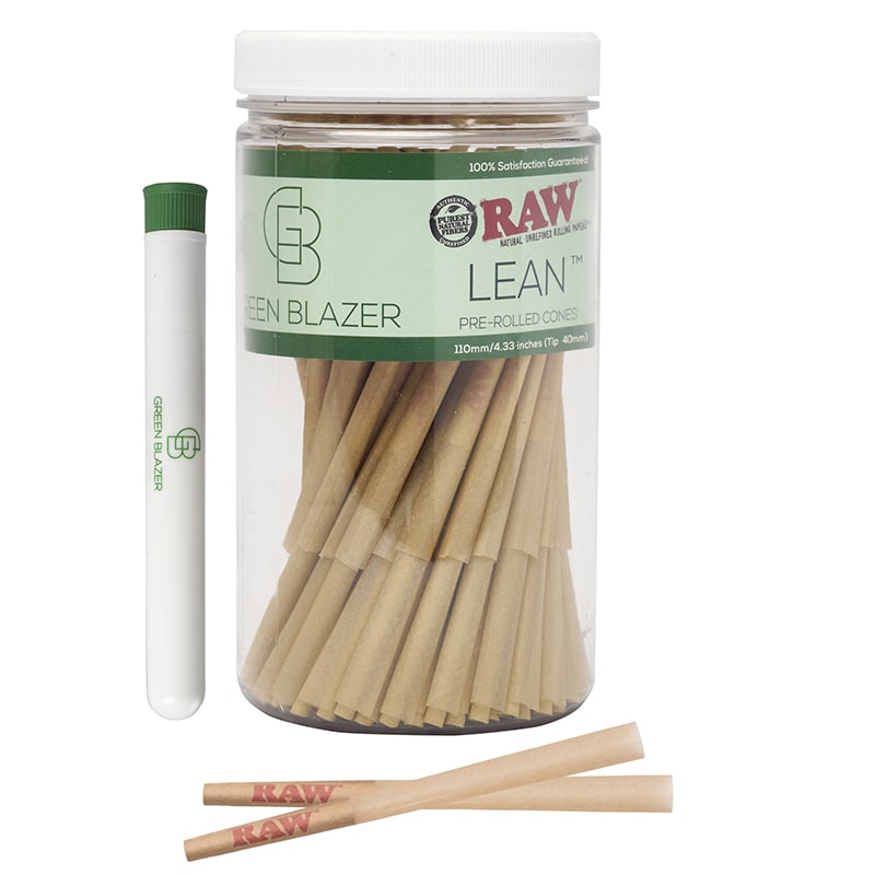 Raw Cones Classic Lean Size 100 pack pre rolled cones Green blazer
