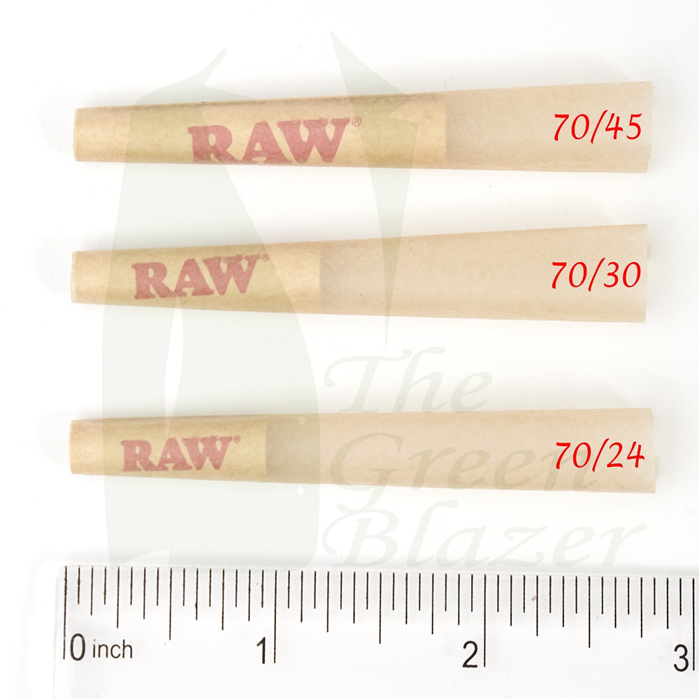 raw cones single size 70/24 70/30 70/45 size chart dogwalkers pre rolled cones green blazer